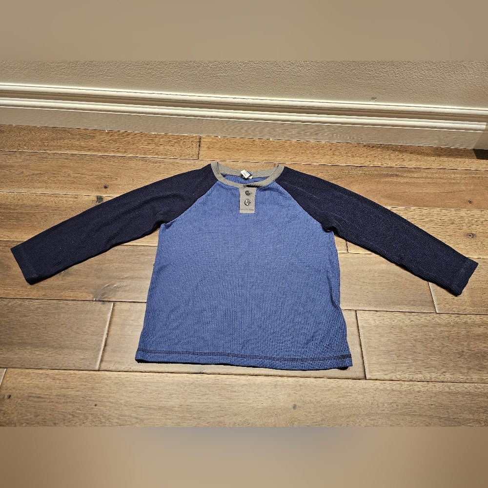 Old Navy Boys Waffle Long Sleeve Shirt Blue Size 6-7 Years